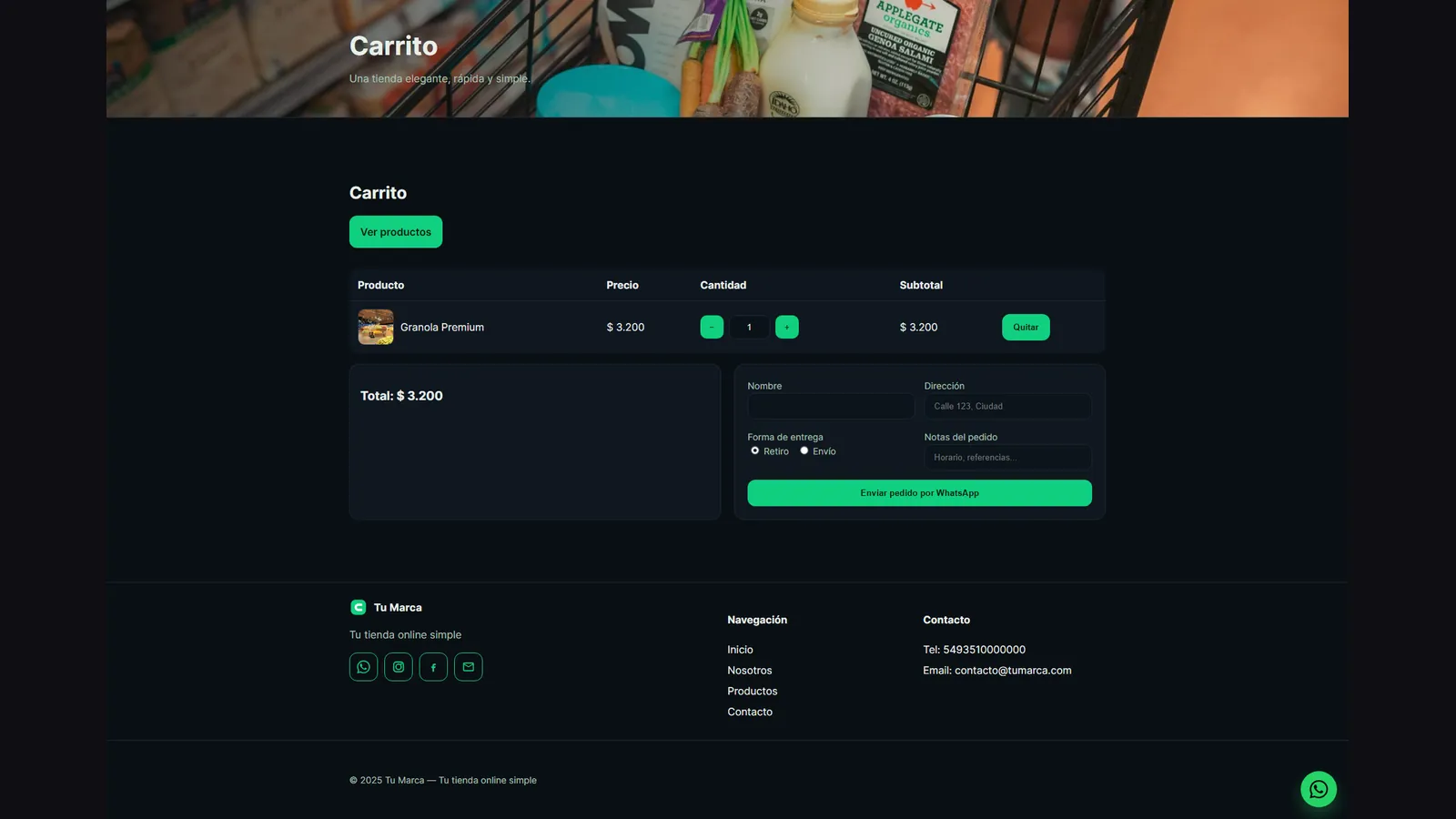 Captura Cart Page